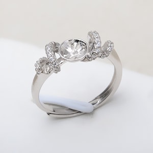 925 Silver Ring Blank, Long-Lasting White Gold Plated , Ring Base ,Adjustable Ring Base (JT028)For Jewelry Making Supplies