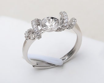 925 Silver Ring Blank, Long-Lasting White Gold Plated , Ring Base ,Adjustable Ring Base (JT028)