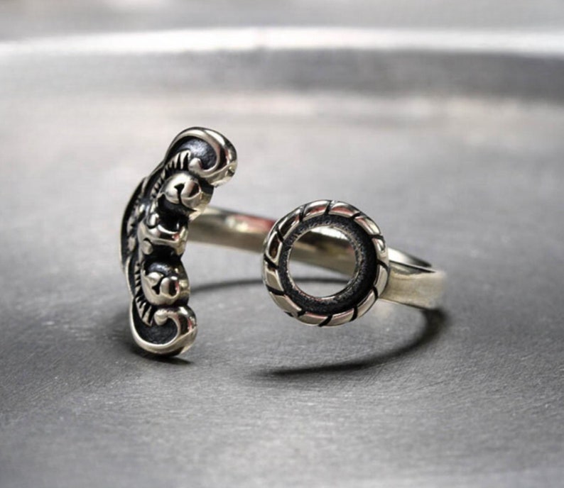 Ring leeg 66mm vintage zilveren ring leeg, ringbasis, antieke stijl JT191 afbeelding 1