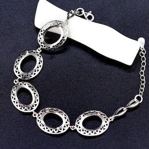 Bracelet Blank 10x14mm 925 Sterling Silver Adjustable Oval Cabochon Bracelet Setting (SZ28)For Jewelry Making Supplies