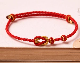 Semi-Finished Handmade Braided Rope Bracelet: Lucky Knot Red Cord Bracelet (SS002)