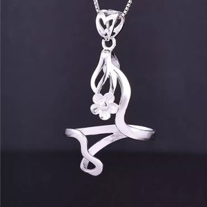 White Gold Plated Sterling Silver Pendant Base - Various Shapes (22x36mm)