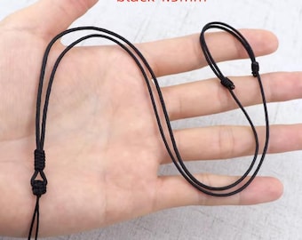 Cuerda para collar semielaborada de 1,5 mm/2 mm, color negro, hecha a mano, longitud ajustable de 33 a 65 cm, para la fabricación de joyas (XL121)