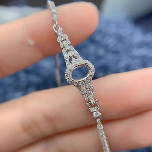 Bracelet Blank 5x7mm 925 Sterling Silver Adjustable Oval Cabochon Bracelet Setting (SZ030)For Jewelry Making Supplies
