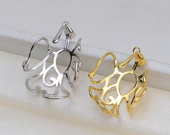 925 Sterling Silver Pendant Blank White Gold Plated Pendant Base, Various Shapes Pendant Setting (DZ03)For Jewelry Making Supplies