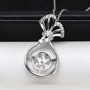 Pendant Blank White Gold Plated Pendant Base, Pendant Setting Fit 9mm-10mm Round Beads (DZ025)For Jewelry Making Supplies