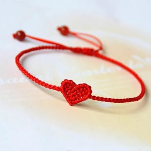Red Handmade Braided bracelet for women and men, Heart shape braided rope bracelet, lucky knots bracelet (SS032)Handmade Supplies