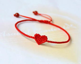 Semi-Finished Handmade Red Braided Bracelet: Heart Knot Rope Bracelet (SS032)