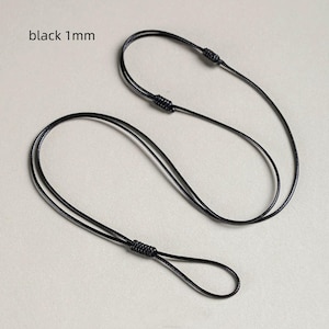 Corde pour collier semi-finie 1 mm/1,5 mm en cuir ciré noir, longueur réglable de 50 à 70 cm pour la fabrication de bijoux (XL85)