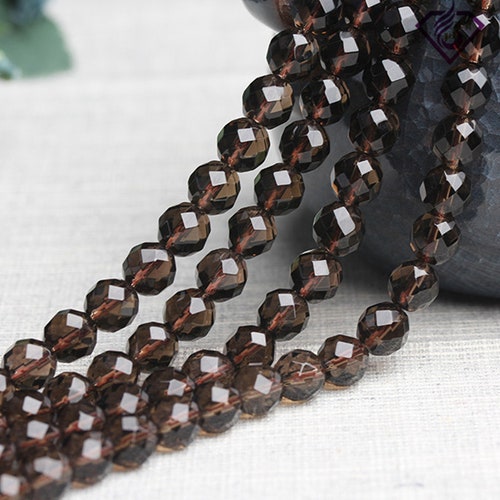 Faceted Grade AA Natural Smoky Quartz Beads Round With 64 - Etsy