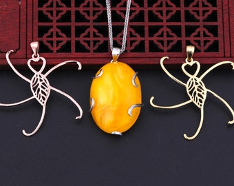 Pendant Blank Pendant Base, Various Shapes Pendant Setting,Claw Prong Pendant Blank For Jewelry Making Supplies(DZ14)