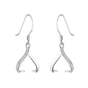 925 Sterling Silver Earring Base White Gold Plated Earring Clip Blank Earring Setting (ET15)For Jewelry Making Supplies