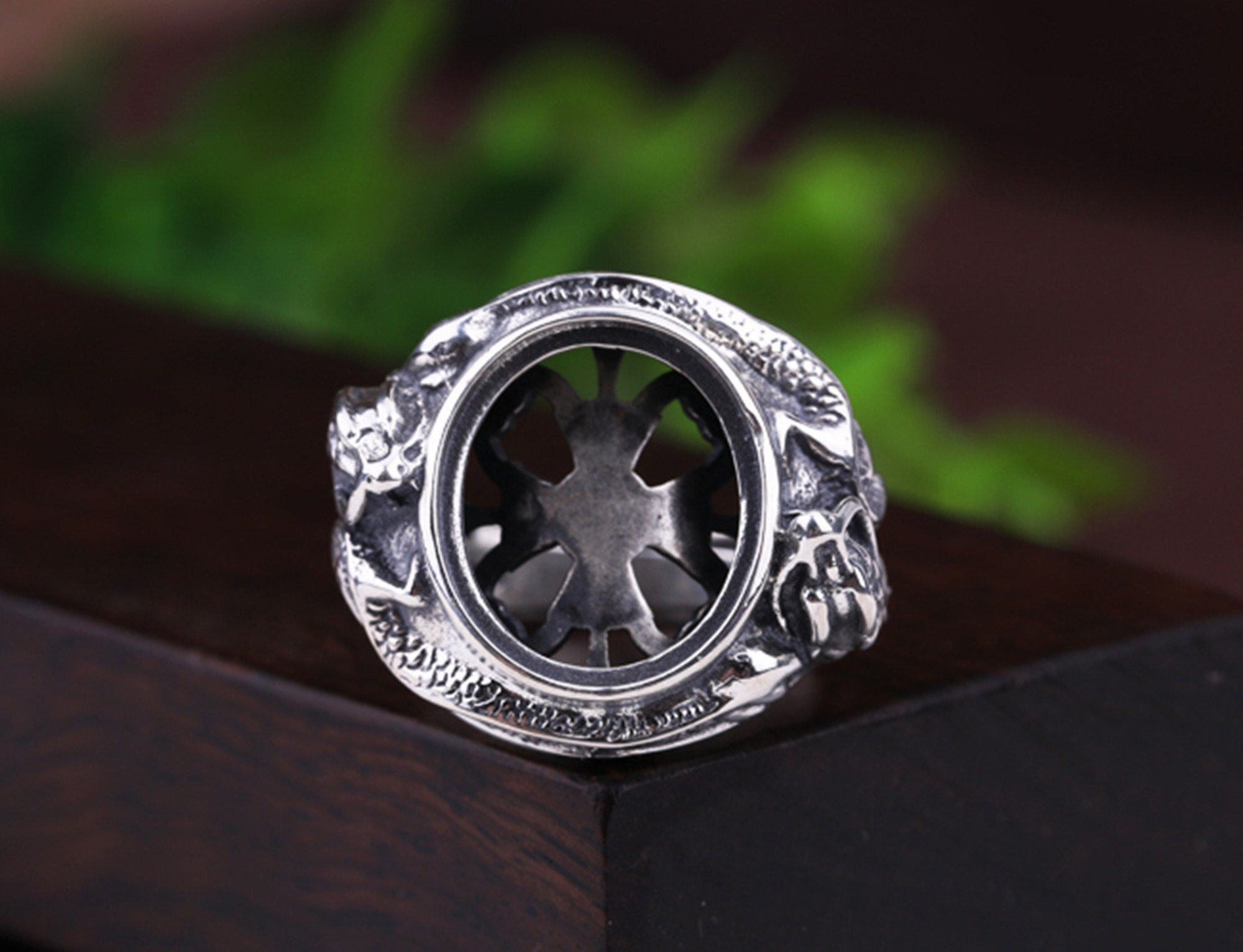 Mens Ring Blank 1318mm 1416mm 1621mm Vintage Silver Oval Etsy