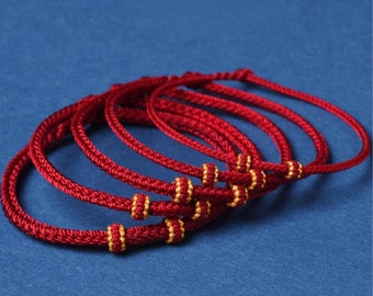 Semi-Finished Handmade Wine Red Braided Rope Bracelet: Lucky Knot Design (SS013)