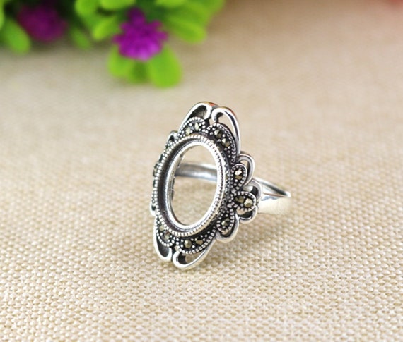 925 Silver Ring Blank (10×14mm) Vintage Silver Ring Blank,Antique Style Ring Base (JT018)For Jewelry Making Supplies