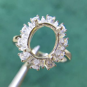 High quality Ring Blank 7×9mm/8×10mm/9×11mm/10×12mm,White Gold Plated Adjustable Ring Base For Jewelry Making Supplies (JT097)