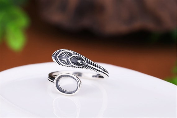Ring Blank 6×8mm Vintage Silver Ring Blank,Ring Base,,Antique Style (JT061)For Jewelry Making Supplies