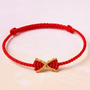 Red Handmade Braided bracelet for women, Bow braided rope bracelet, lucky knots bracelet (SS049)Handmade Supplies