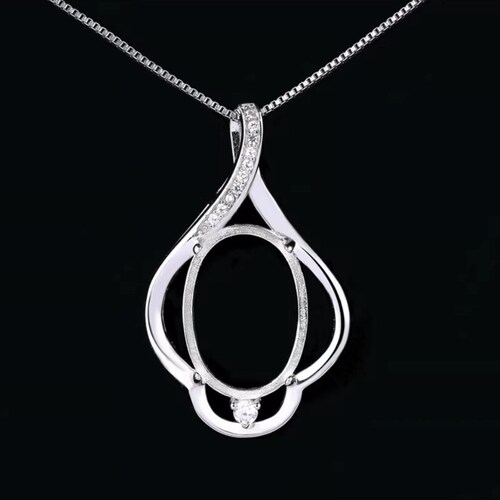12×15mm 13×18mm Pendant Blank Sterling Silver Pendant Base ,White Gold Plated Pendant Blanks (DZ074)For Jewelry Making Supplies