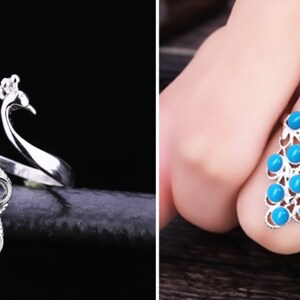 Peacock Ring Blank 33mm White Gold Plated Adjustable Ring Setting Ring Base JT190 image 3