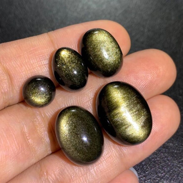 2PC,7x9mm/8x10mm/10x12mm/10x14mm... ,Natural Golden Obsidian Cabochon,Oval Cabochon,Natural Gemstone Cabochon for Jewelry making(JM001)