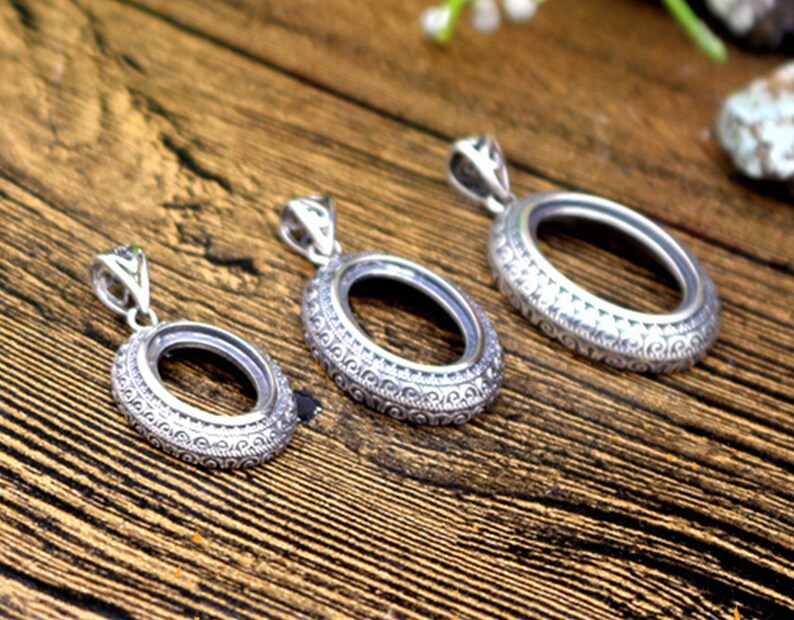 DZ015 Pendant Blank 11\u00d714mm 12\u00d717mm 14\u00d720mm Vintage Silver Pendant Base Oval Pendant Blanks