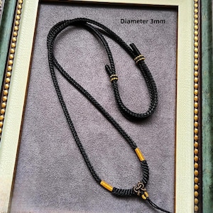 Handmade Black Braided Necklace Cord: Adjustable Length, 3mm/4mm For Jewelry Making (XL05)