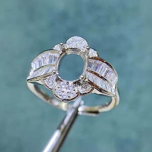 Sterling Silver Adjustable Ring Blank: Oval Cabochon Setting (5x7mm, 6x8mm)
