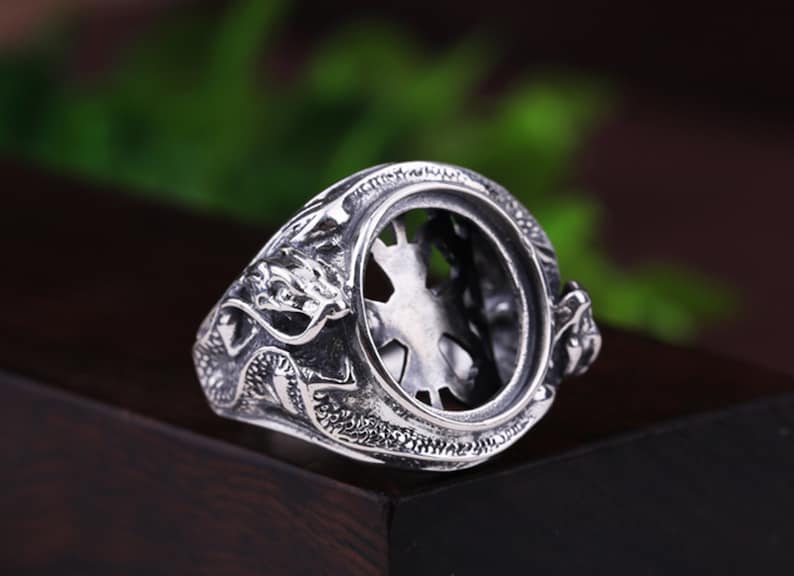 Mens Ring Blank 1318mm 1416mm 1621mm Vintage Silver Oval Etsy