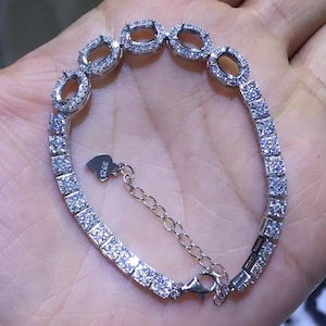 Verstellbares Ovalarmband aus Sterlingsilber: Weißgold / Roségold beschichtet