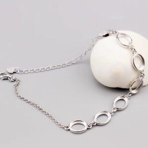 Sterling Silver Adjustable Cabochon Bracelet Blank: 6x8mm Oval Setting