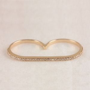 Double Finger Diamond 18k Yellow Gold Bridal Ring Special Fine Jewelry Christmas Day, B&#39;Day Gift For Her