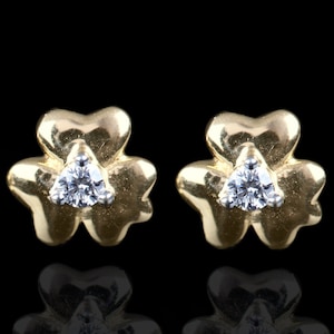Astonishing 14k Yellow Gold Natural Diamond Earrings, Beautiful Bridal Stud Earrings, Anniversary Gift For Wife