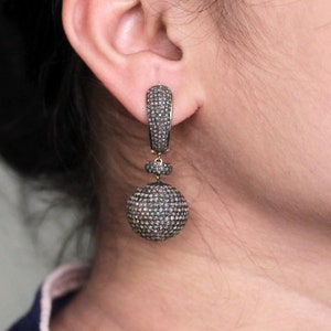 Exquisite Diamond 14k Yellow Gold Drop & Dangle Earrings For Her, Natural Diamond Unique Dainty Earrings For Wedding Gift