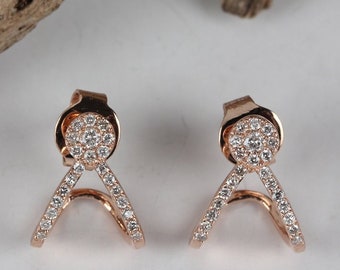 Orecchini A Bottone Oro Rosa 14K Con Diamanti Neri Naturali 1 Carato - Made In USA