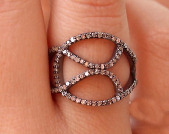 Pave Cage Ring  - Silver
