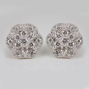 Dazzling Natural Diamond 14k Yellow Gold Wedding Earrings For Bride, Handmade Dainty Stud Earrings For Anniversary Gift