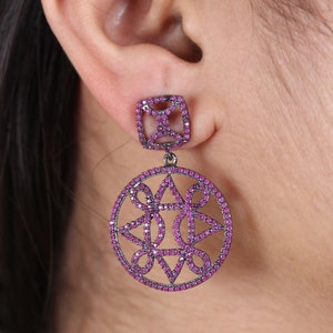 100% echter Rubin Ohrringe, Edelstein Ohrringe, Rosa Tropfen & Baumeln Ohrringe, 925 Sterling Silber Schmuck, Hochzeitsgeschenk, Ohrringe für Sie