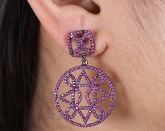 Ruby Drop Earrings: 925 Sterling Silver Gemstone Dangle Earrings