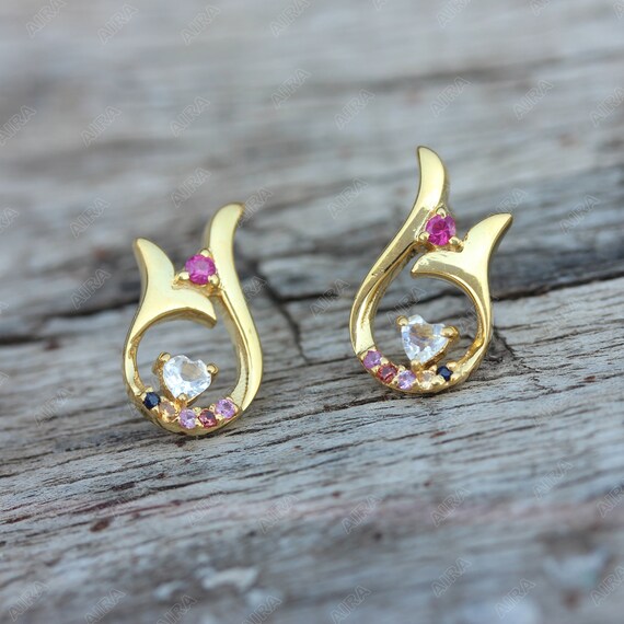 Buy Special Sapphire moonstone Ruby Minimalist Studs Animal Online