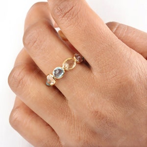 Remarkable Aquamarine Ring Size 7, Gemstone Ring, Aqua Band Ring, 18k Yellow Gold Jewelry, Birthday Gift, Ring For Mother