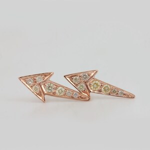 Genuine Certified Diamond Pave Designer Arrow Stud Earrings Solid 18k Yellow Gold Handmade Fine Jewelry Wedding, Birthday Gift For Her image 3