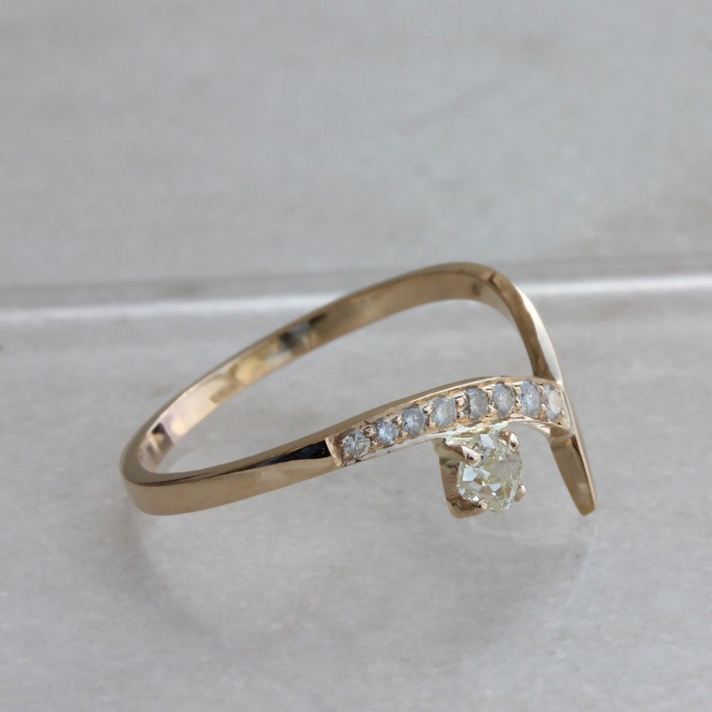 Handmade Real Pave Diamond Chevron Ring 18k Solid Yellow Gold Handmade Fine Jewelry Bridal Jewelry Christmas Gift Gifts for Her