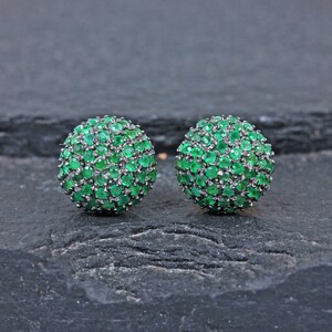 14k Yellow Gold 925 Sterling Silver Genuine Natural Emerald Gemstone Stud Earrings Handmade Fine Jewelry Valentine&#39;s Gift For Her
