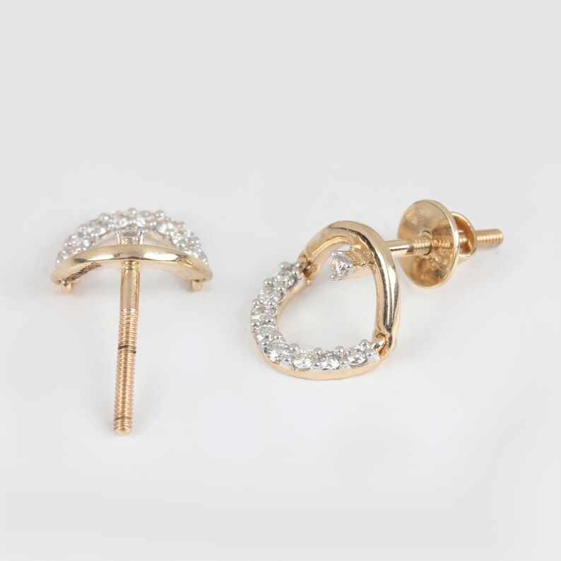Women/'s Day Special Gift Solid 14k Yellow Gold Dangle Stud Earrings Natural 0.23 Ct Diamond Pave Fine Jewelry