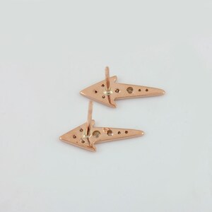 Genuine Certified Diamond Pave Designer Arrow Stud Earrings Solid 18k Yellow Gold Handmade Fine Jewelry Wedding, Birthday Gift For Her image 4