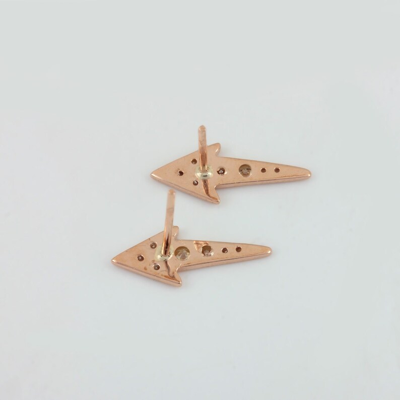 Genuine Certified Diamond Pave Designer Arrow Stud Earrings Solid 18k Yellow Gold Handmade Fine Jewelry Wedding, Birthday Gift For Her image 4