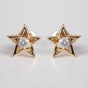 Genuine SGL Certified Diamond Star Stud Earrings Solid 18k Yellow Gold Fine Jewelry Mother&#39;s Day, Easter, Wedding Gift For Her