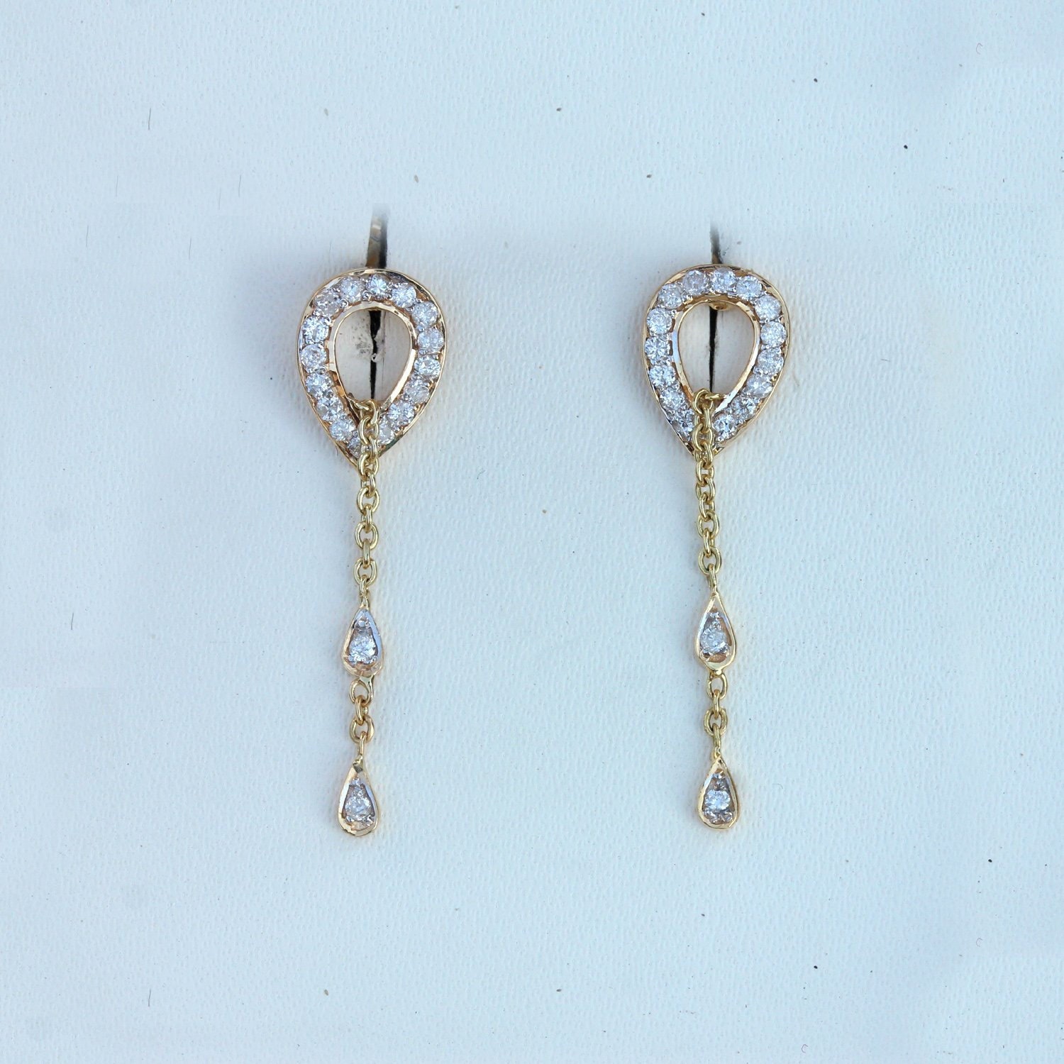 0.19 Ct Genuine Pave Diamond Pearl Shaped Dangle Earrings | Etsy
