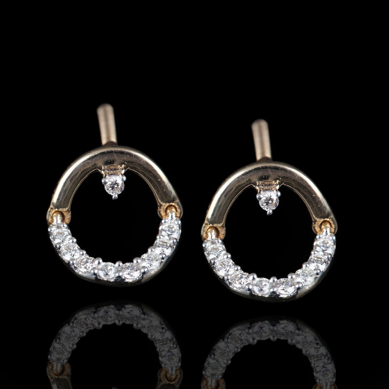 Women/'s Day Special Gift Solid 14k Yellow Gold Dangle Stud Earrings Natural 0.23 Ct Diamond Pave Fine Jewelry